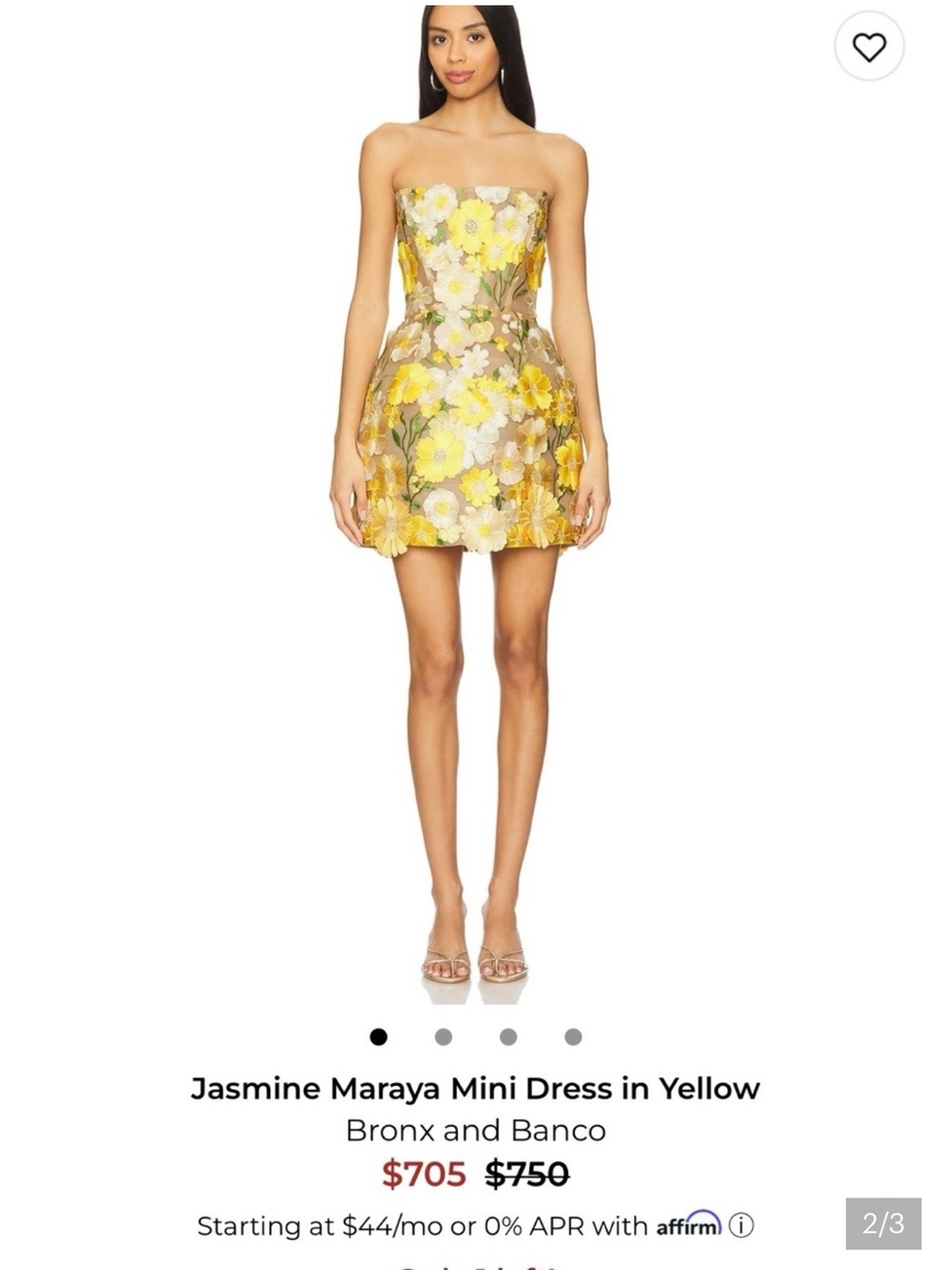 Bronx and Banco Strapless Floral Dress in Yellow and Cream - Picture 2 of 6
